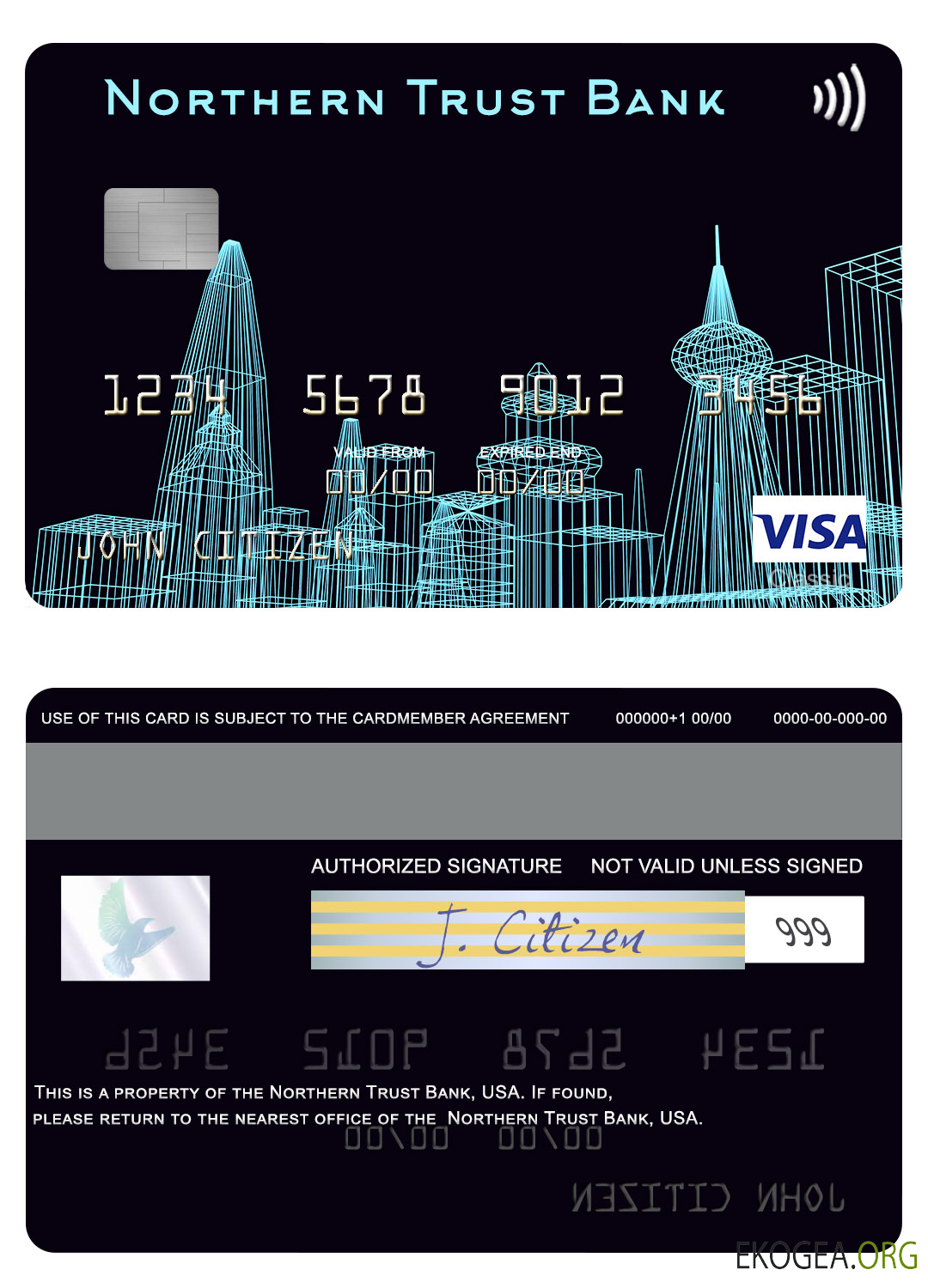 Carte visa USA Northern Trust Bank